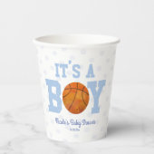 Gobelets En Papier C'est un garçon ! Baby shower Blue Basketball (Recto)