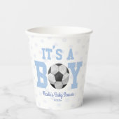 Gobelets En Papier C'est un garçon ! Baby shower de balle de football (Recto)