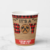 Gobelets En Papier C'est un garçon Baby shower rustique en bois (Verso)