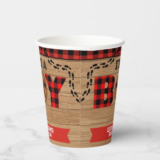 Gobelets En Papier C'est un garçon Baby shower rustique en bois (Droite)