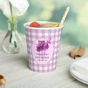 Gobelets En Papier C'est un mignon Pastel Purple En vichy Baby shower