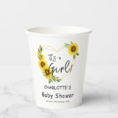 Gobelets En Papier C'est une fille ! Cadre tournesols Baby Shower (Recto)