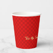 Gobelets En Papier Cette saison sera Jolly Noël Rouge À damiers (Recto)