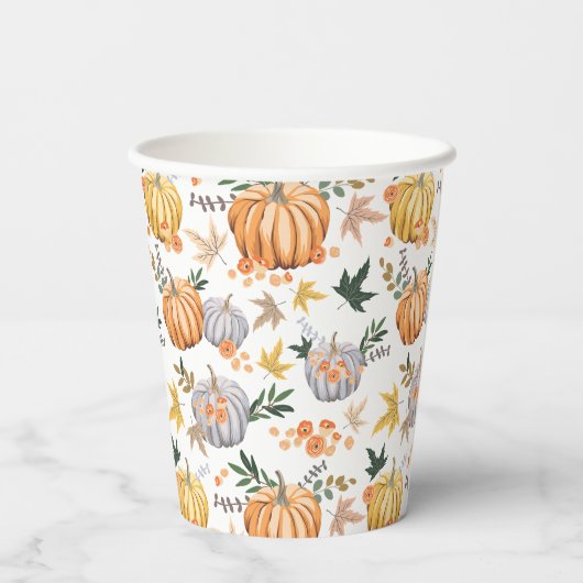 Gobelets En Papier Chaleureux Citrouille de récolte d'automne Thanksg (Verso)