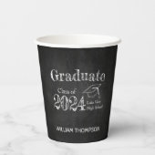 Gobelets En Papier Chalkboard High School Photo Graduation (Verso)