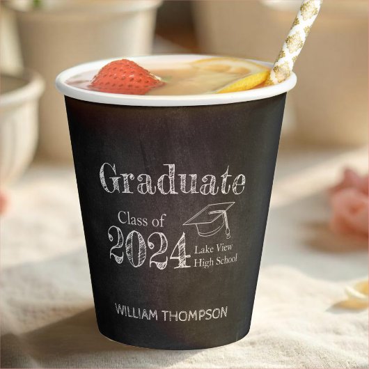 Gobelets En Papier Chalkboard High School Photo Graduation
