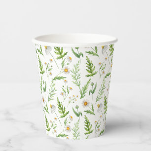 Gobelets En Papier Chamomile Fleur Botanique Rustique Motif