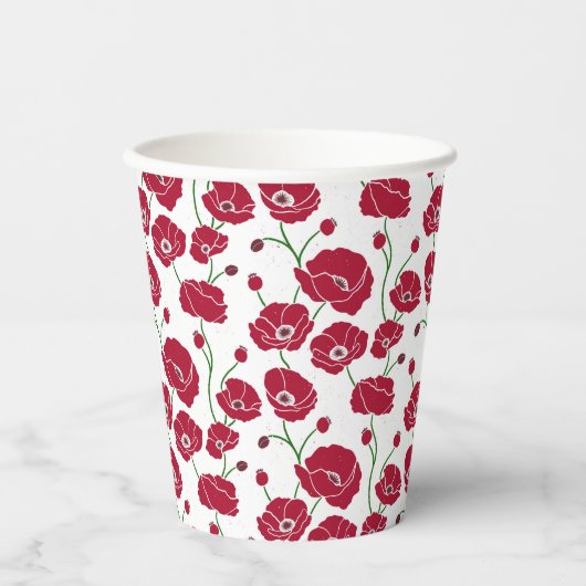 Gobelets En Papier Champ rouge de pavots (Recto)