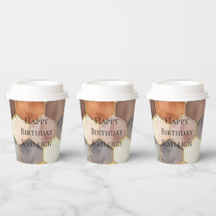 Gobelets En Papier Champagne Blush au peigne de miel de Glam Abstrait
