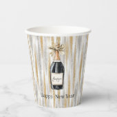 Gobelets En Papier Champagne Bottle Happy New Year Silver Gold (Recto)