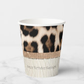 Gobelets En Papier Champagne Glitz Crème Leopard (Recto)