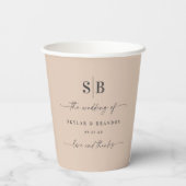 Gobelets En Papier Champagne simple couleur solide Mariage monogramme (Verso)