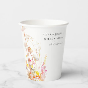 Gobelets En Papier Champignon chic Wildflower Mariage botanique d'aut