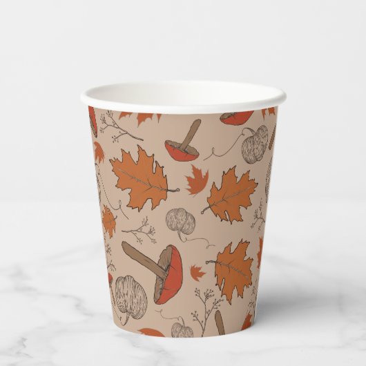 Gobelets En Papier Champignons d'automne (Verso)