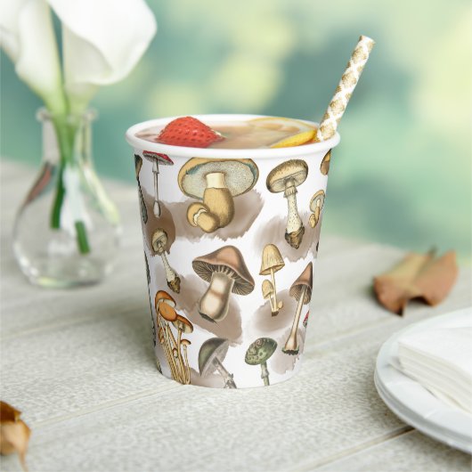 Gobelets En Papier Champignons de forêt vintage (Insitu)