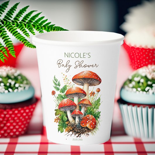 Gobelets En Papier Champignons de la forêt sauvage baby shower imprim