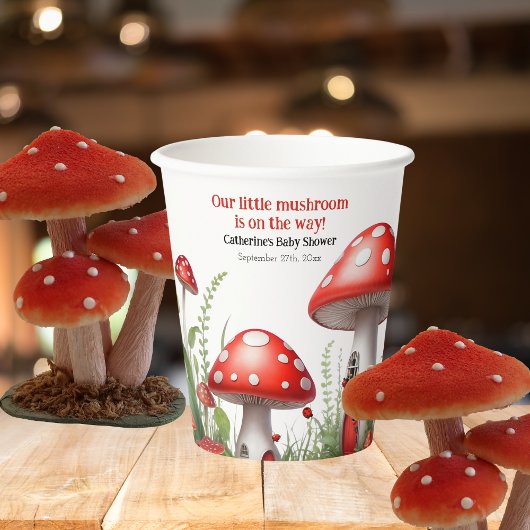 Gobelets En Papier Champignons rouges Baby shower des bois