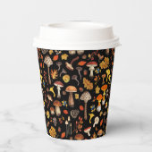 Gobelets En Papier Champignons sauvages sur le noir (Verso)