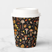 Gobelets En Papier Champignons sauvages sur le noir (Recto)