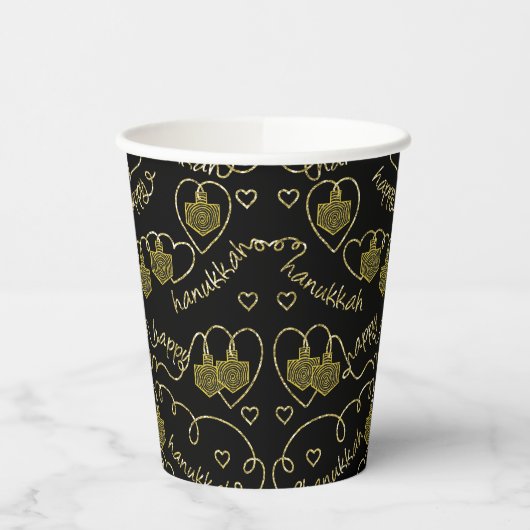 Gobelets En Papier Chanukah Golden Dreidels 8 oz. (Gauche)