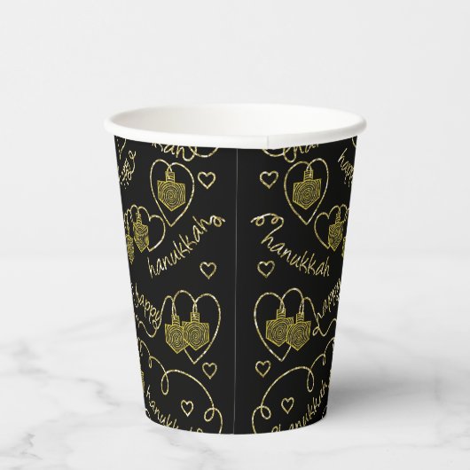 Gobelets En Papier Chanukah Golden Dreidels 8 oz. (Droite)