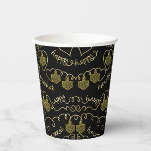 Gobelets En Papier Chanukah Golden Dreidels 8 oz.