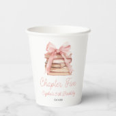Gobelets En Papier Chapter Five Pink Bow Books 5th Birthday Party (Verso)