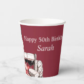 Gobelets En Papier Charcuterie et vin rouge 50e anniversaire (Verso)