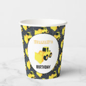 Gobelets En Papier Chargeur frontal Construction Camion Anniversaire (Verso)