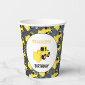 Gobelets En Papier Chargeur frontal Construction Camion Anniversaire (Recto)