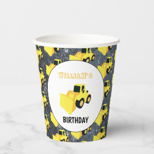 Gobelets En Papier Chargeur frontal Construction Camion Anniversaire