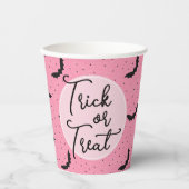 Gobelets En Papier Chariot Ou Treat Pink Bats Halloween (Recto)