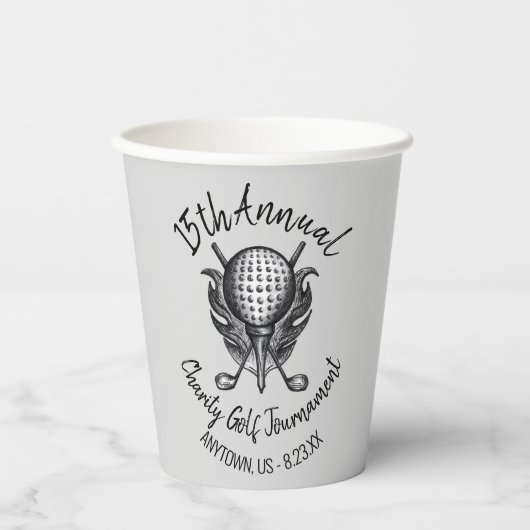Gobelets En Papier Charity Golf Tournoi Ball Tee Clubs Course (Recto)