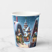 Gobelets En Papier Charmant village de Noël enneigé (Recto)