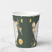 Gobelets En Papier Charmante forêt de Noël Monogramme vert (Droite)