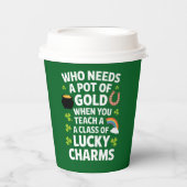 Gobelets En Papier Charme de chance de professeur de la Saint-Patrick (Recto)