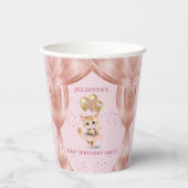 Gobelets En Papier Charming Dancing Kitten Photo First Birthday Girl (Recto)