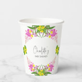 Gobelets En Papier Charming Vibrant rose jaune Fleur sauvage Script (Verso)