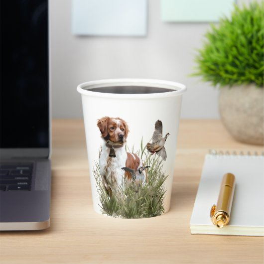 Gobelets En Papier Chasse avec un chien breton, Art (Insitu)