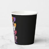 Gobelets En Papier Chat à rayures violettes Yeux verts Coeurs bonbons (Gauche)