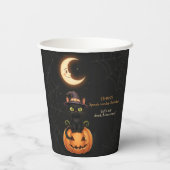 Gobelets En Papier Chat à sorcière mignonne et Citrouille Anniversair (Verso)