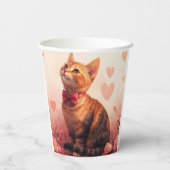 Gobelets En Papier Chat abyssinien avec Rose - Saint Valentin (Verso)
