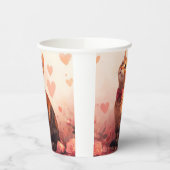 Gobelets En Papier Chat abyssinien avec Rose - Saint Valentin (Gauche)