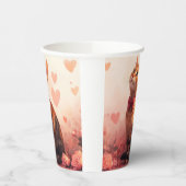 Gobelets En Papier Chat abyssinien avec Rose - Saint Valentin (Gauche)