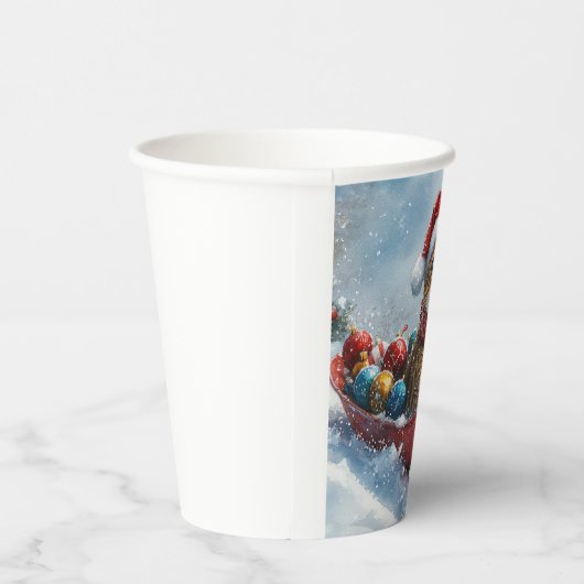 Gobelets En Papier Chat abyssinien en sledge laissez-le neiger Noël (Droite)