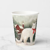 Gobelets En Papier Chat Angora turc en Noël de neige (Verso)