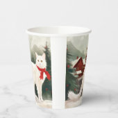 Gobelets En Papier Chat Angora turc en Noël de neige (Gauche)