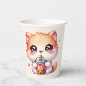 Gobelets En Papier Chat Boire Boba Cute Bubble Tea Party (Recto)