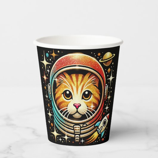 Gobelets En Papier Chat dans la tasse de papier spatial ! (Recto)