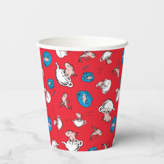 Gobelets En Papier Chat Dans Le Casquette | Le Motif rouge poisson (Verso)